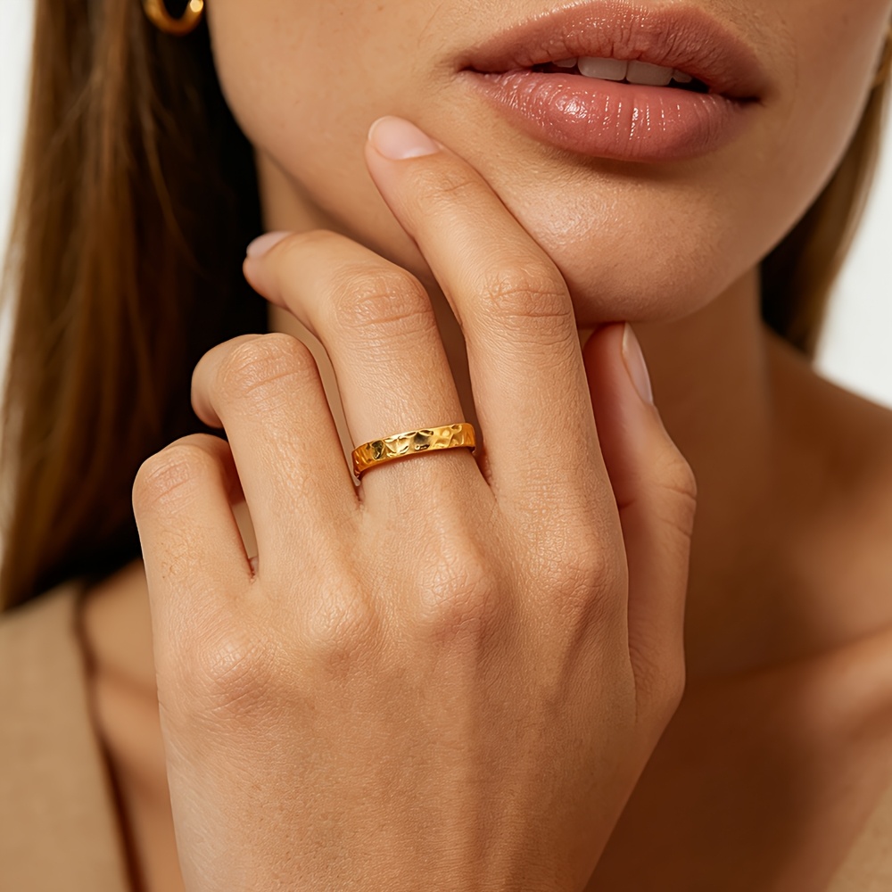 Stainless Steel Textured Plain Open Ring, Unisex